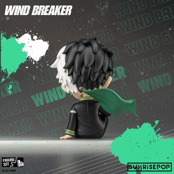Wind Breaker Sakura Haruka sitting figure, showcasing his unique sitting pose and determined expression, with a simple white background.