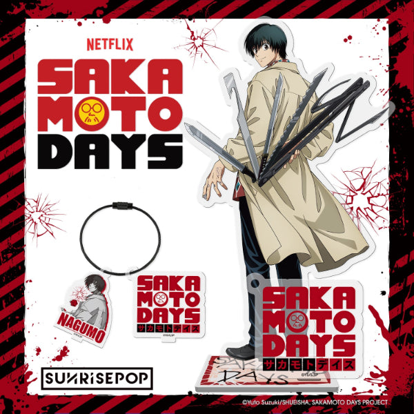 "Sakamoto Days clear acrylic stand with Shin and Lu characters"