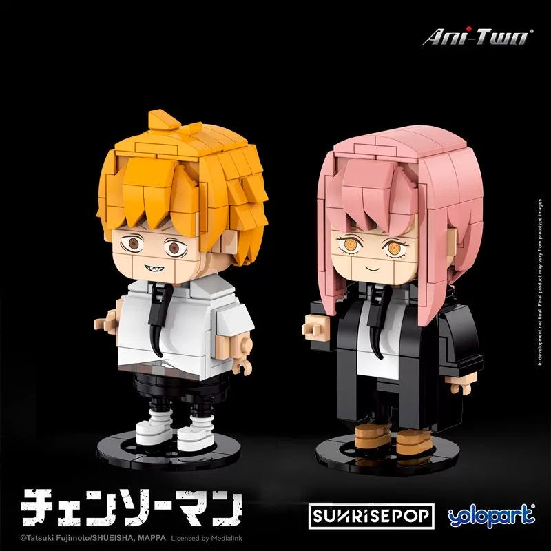 Chainsaw Man Big Head Building Blocks Chainsaw Man Assembled Doll Chainsaw Man Comic Trendy Toy Anime Ornaments