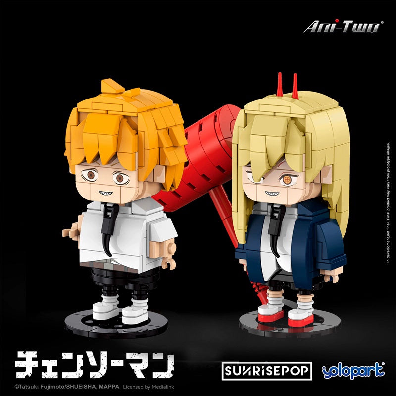 Chainsaw Man Big Head Building Blocks Chainsaw Man Assembled Doll Chainsaw Man Comic Trendy Toy Anime Ornaments
