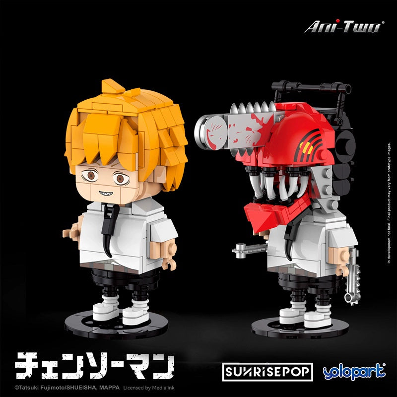 Chainsaw Man Big Head Building Blocks Chainsaw Man Assembled Doll Chainsaw Man Comic Trendy Toy Anime Ornaments