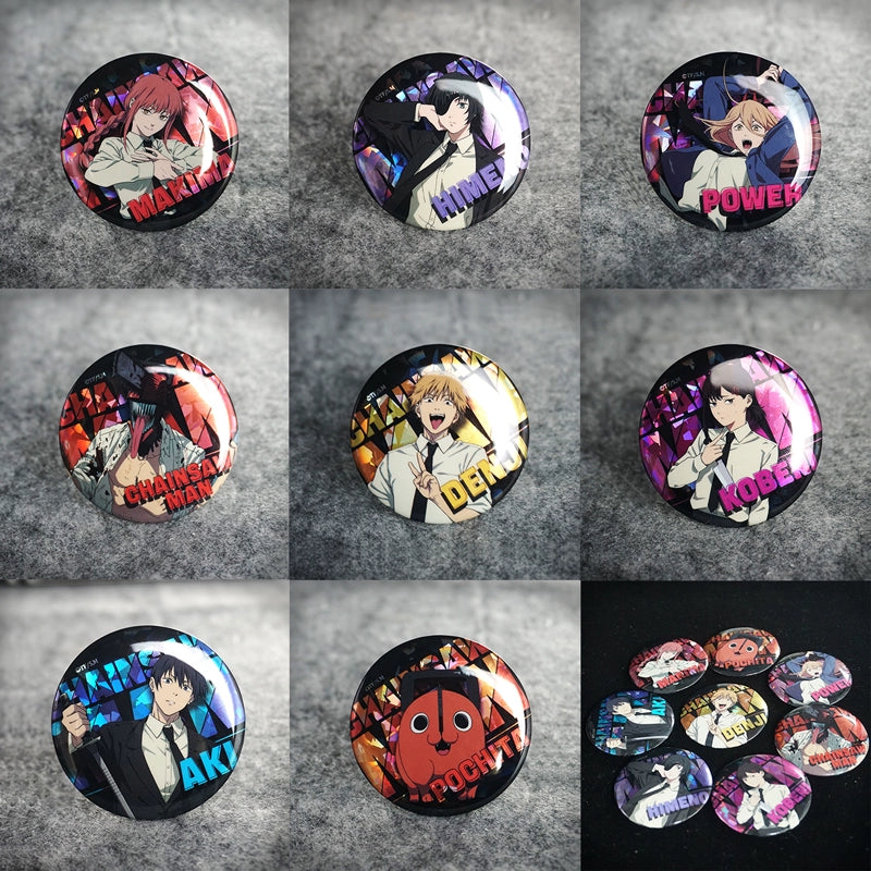 Chainsaw Man Chainsaw Man Pochita Double Flash Glass Broken Baji Badge Anime Peripheral Ornaments