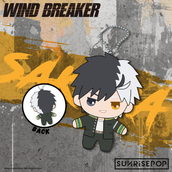 Wind Breaker plush figure series, showing 6 chibi characters in plush material, with a simple white background.