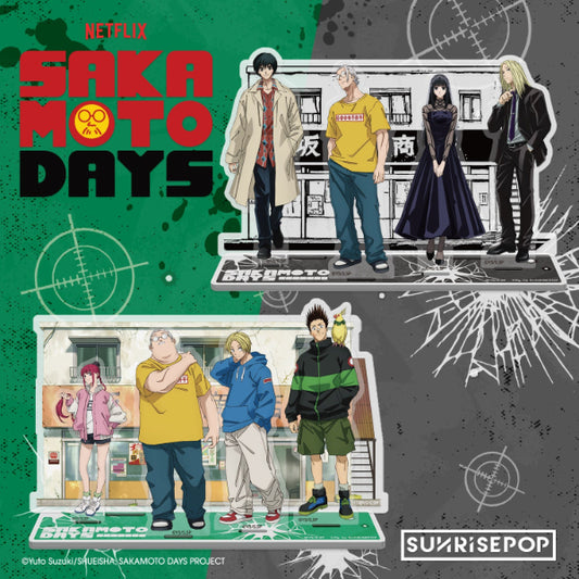 "Sakamoto Days acrylic standee featuring Sakamoto in action pose"