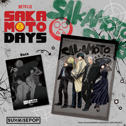 "Sakamoto Days plastic A4 folder featuring Sakamoto and Shin"