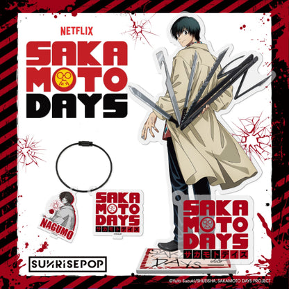 "Sakamoto Days clear acrylic stand with Shin and Lu characters"
