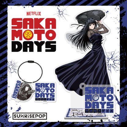 "Sakamoto Days clear acrylic stand with Shin and Lu characters"