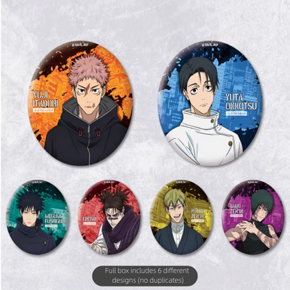 SUNRISEPOP Jujutsu Kaisen Season 3 Anime Button Pins Glass Badge Set Character Brooch Gojo Yuji Megumi Collectible Pins